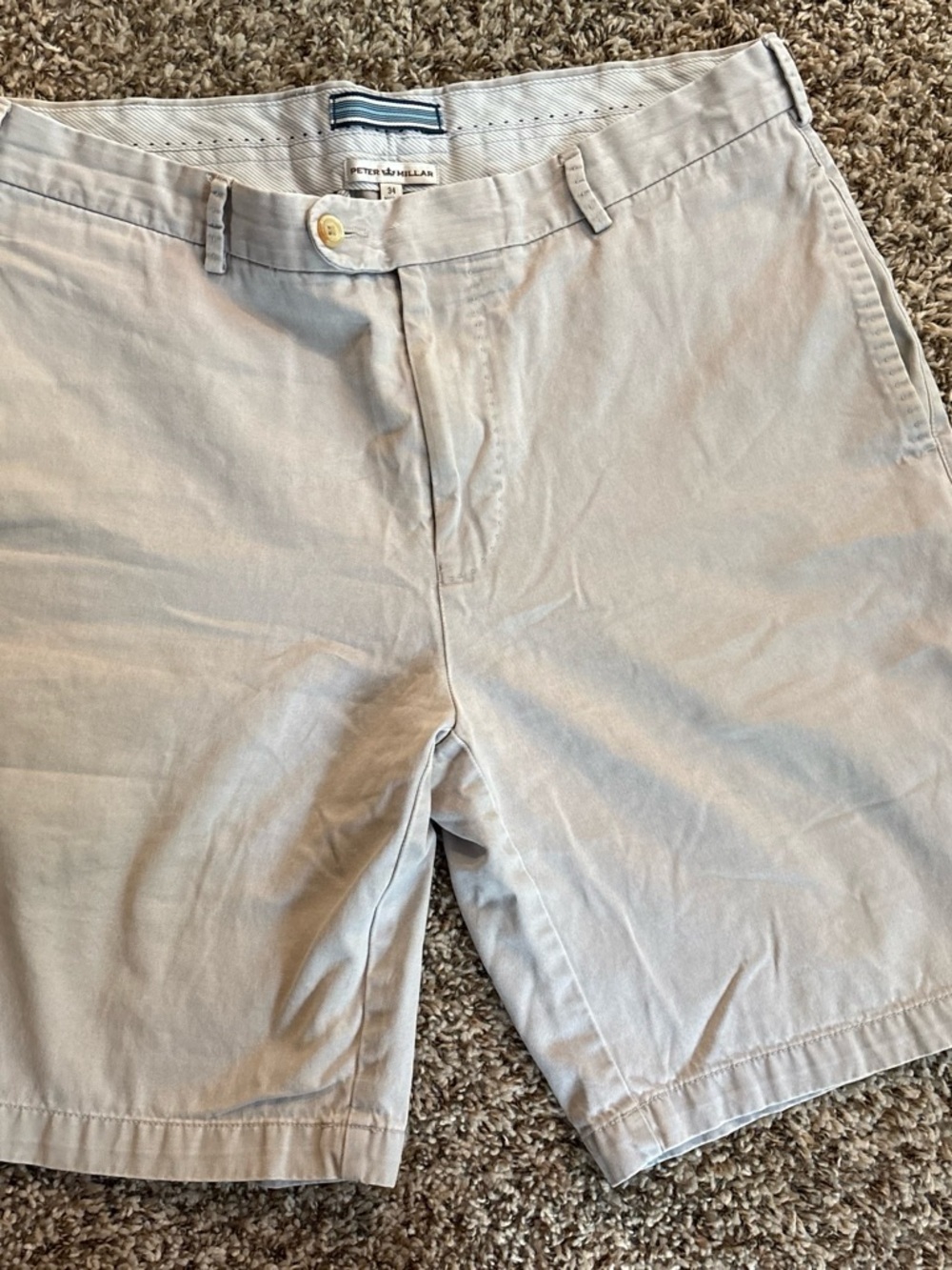Peter Millar Light Beige Flat-Front Cotton Shorts